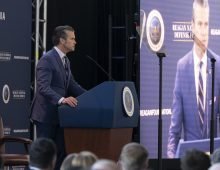 Secretary of War Pete Hegseth delivers the Reagan National Defense Forum keynote speech in Simi Valley, Calif., Dec. 6, 2025. Source: Air Force Staff Sgt. Madelyn Keech