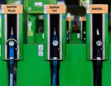 Gasoline and diesel fuel pumps at a filling station in Dresden. Photo: Robert Michael/dpa