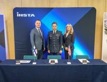 Petri Reiman, CEO from Insta Advance and Lieutenant General Jari Mikkonen, Deputy Chief of Staff, Armaments and Logistics and Brigetta Shanley, Director, Strategy & Buisness Development, Lockheed Martin Aeronautics.