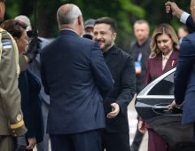 President of Ukraine Volodymyr Zelenskyy and First Lady Olena Zelenska met with Estonian President Alar Karis and Sirje Karis in Tallinn on June 9, 2026. (Photo: Siim Lõvi / ERR)