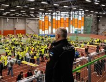 Volunteers roleplaying as evacuees convening at a designated evacuation site in Lasnamäe, Tallinn on Thursday as part of CREVEX 2023. September 28, 2023. Source: Rescue Board