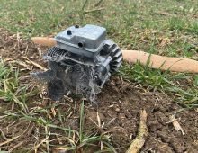 Fragments of a drone that crashed in Kastre municipality, Tartu County. Source: Heini Heinlaid/ERR